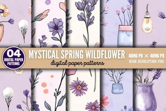 Download Mystical Spring Wildflower Patterns Digi - Premium Resources