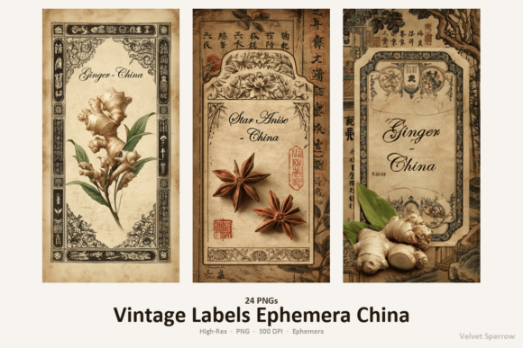 Download Vintage Labels Ephemera China Pack - Premium Bundle